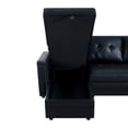 thumbnail image 3 of Naomi Home Lily Sectional Sleeper Sofa with USB ports-L-Shaped Couch Convertible faux leather sectional Pull-Out Bed, Ample Storage, Long-Lasting for Modern Living, Black, Air Leather, 3 of 9