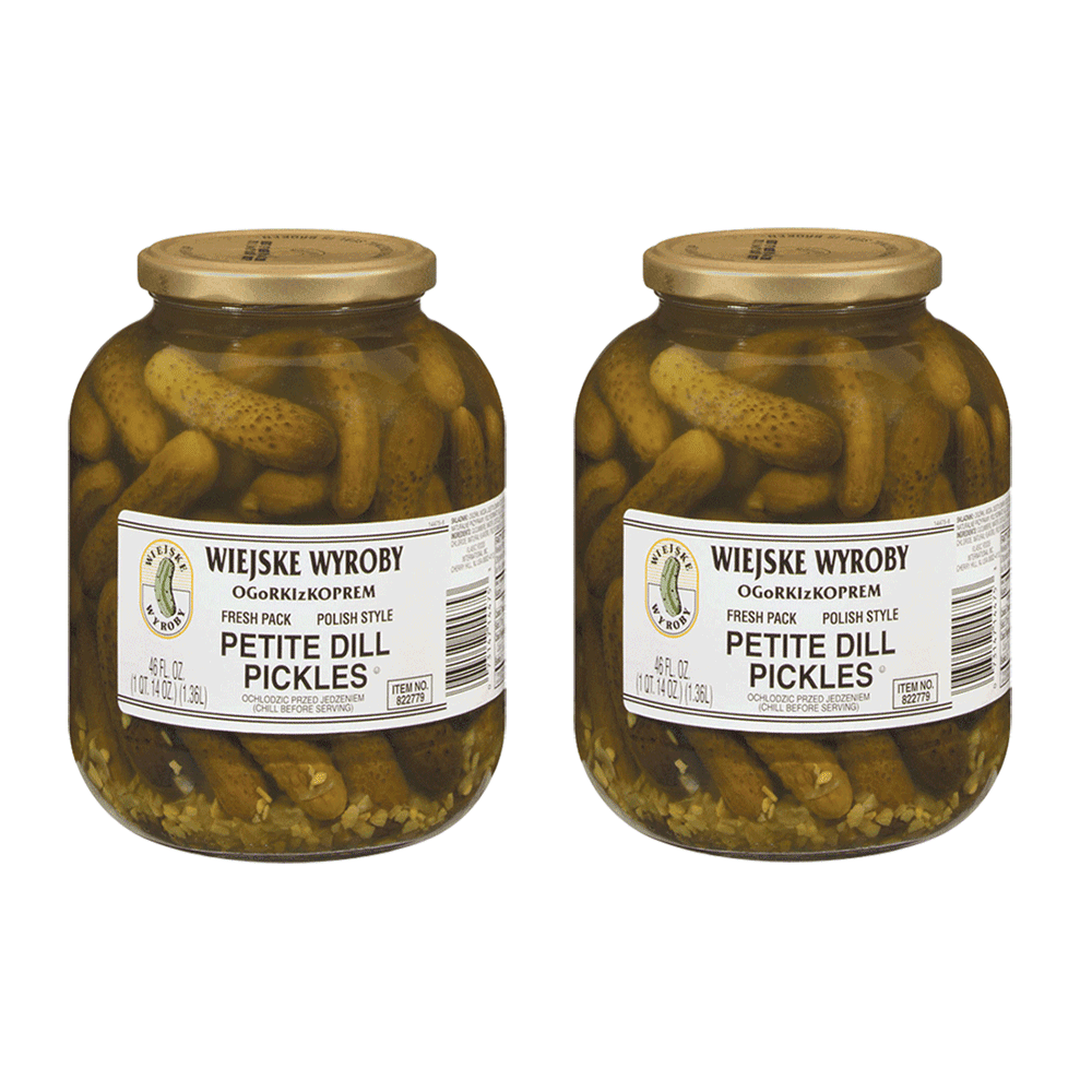 Wiejske Wyroby Petite Dill Pickles (2 Jars - 46 OZ Each)