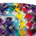 thumbnail image 3 of Colorful Pouf Cover with Zipper, Diagonal Geometrical Houndstooth Pattern in Rainbow Colors on Grey Background, Soft Decorative Fabric Unstuffed Case, 30" W X 17.3" L, Multicolor, by Ambesonne, 3 of 5