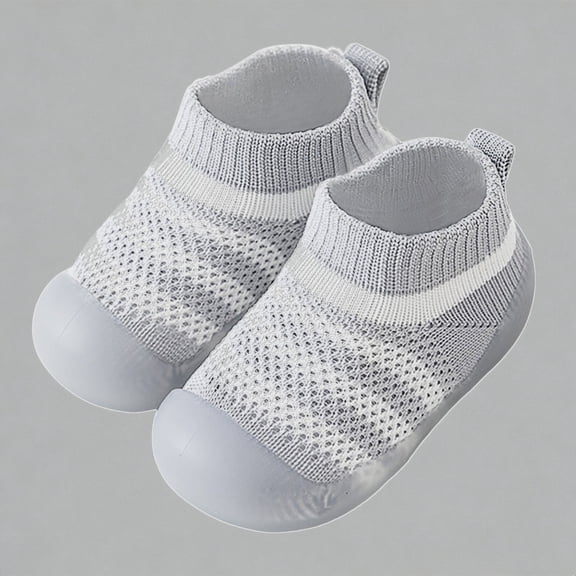 Krdevn Baby Stripe Mesh Sock Sneakers, -On Breathable Soft Sole Casual Sport Shoes for Boys & Girls,Sizes 12-18 Months