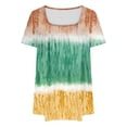 thumbnail image 3 of ameIAEA Square Neck Tops for Women Short Sleeve Summer Tunic Tops Color Block Ruffle Blouse, 3 of 4
