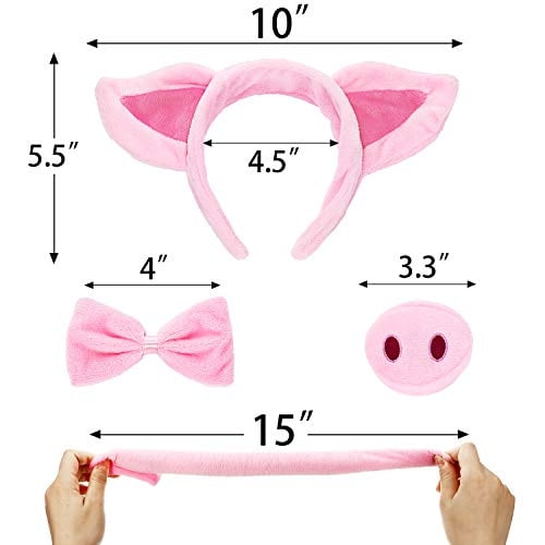 Disfraz de Cerdo Orejas de Cerdo Nariz Cola y Pajarita Rosa Cerdo Disfraz Kit Accesorios p Norme Norme