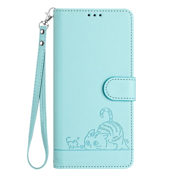 Phone Case for OnePlus 15R, Cat Pattern PU Leather Case with RFID Block Card Slots Stand Magnetic Flip Wallet Cover, Mint