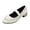 Beige, variant on Willtoo Mary Jane Shoes Women Rhinestone Low Block Heel Pointed Toe Dress Flats Elastic Strap Slip On Non Slip Walking Shoes