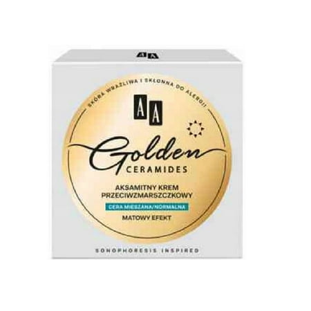 AA Golden Ceramides Velvet Anti Wrinkle Cream for Combination to Normal Skin, Matte Effect, 1.7 Oz + Cat Line Makeup