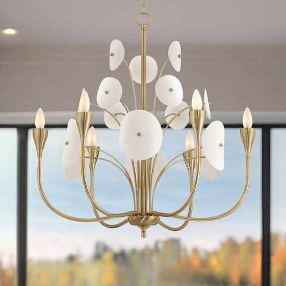 Possini Euro Design Possini Euro Shelly 28 1/2"W Gold and White Ceramic 6-Light Chandelier