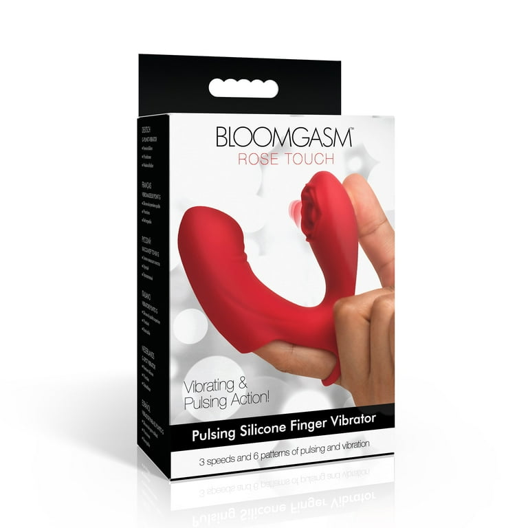 Bloomgasm Rose Touch Pulsing Rechargeable Silicone Finger Vibrator, Red
