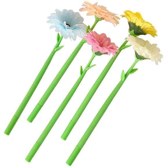 Jiibva 5 Pcs Novelty Sunflower Pens Cute Flowers Pen Artificial Sunflower Gel Ink Pen Kawaii Stationery for Office Supplies Teens