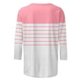 thumbnail image 5 of Royisotas Pink Womens Plus Tops Striped Summer Three Quarter Sleeve Casual Womens Tshirts Loose Crew Neck Shirts, 5 of 5