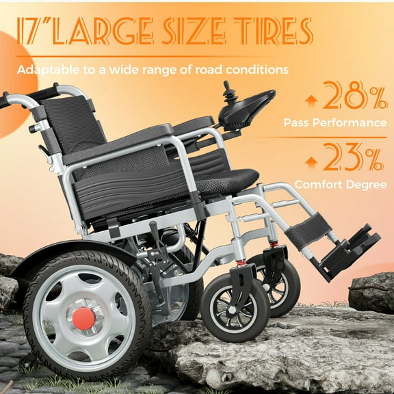 Edcsi All-Terrain Electric Wheelchairs for Adults, Off-Road Motorized Wheelchairs, Foldable Travel Power Chairs for Outdoor Use, Compact Folding Mobility Scooter