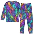 thumbnail image 2 of FORMRS Long Sleeve Top and Pants Pajama Set for Niños 2-Piece Sleepwear, Sizes 18M-8Y, Vibrant Stained Glass Pattern, 2 of 6