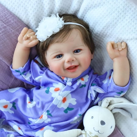 Realistic Reborn Baby Dolls, 20 Inch Real Baby Feeling Realistic-Newborn Dolls Adorable Smiling Real Life Baby Dolls with Gift Box for Kids Age 3