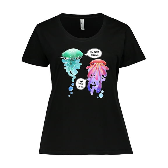 Inktastic Funny I'm Not Jelly Jellyfish in Blue and Pink Women's Plus Size T-Shirt