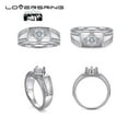 thumbnail image 3 of Two Rings Wedding Ring Sets His And Hers Couples Women and men S925 Sterling Silve Wedding Bands, 3 of 8