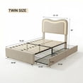 thumbnail image 2 of Yiwa Upholstered Boucle Platform Bed, LED Headboard Frame with 2 Storage Drawers and Wood Slats, No Box Spring Needed, 2 of 6