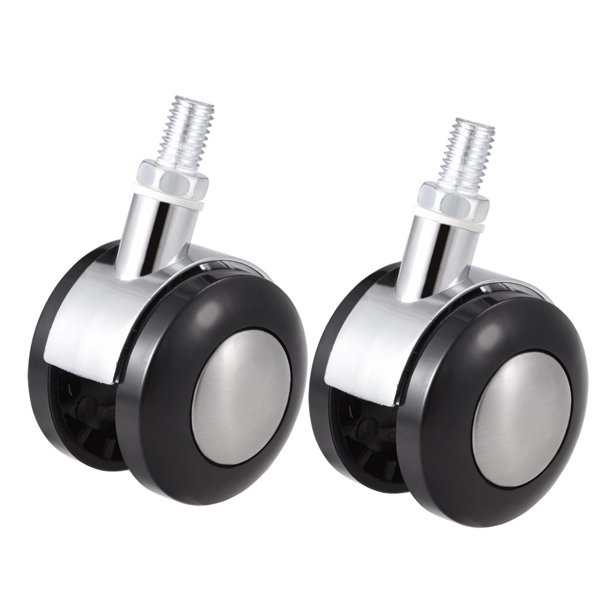 Office Chair Casters 2 inch Twin Wheel M10x15 Threaded Stem Swivel 2pcs