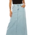 thumbnail image 6 of Be-Girl Women's Light Blue Denim Maxi Skirt, A-Line, Frayed Hem - SG-89246, 6 of 6
