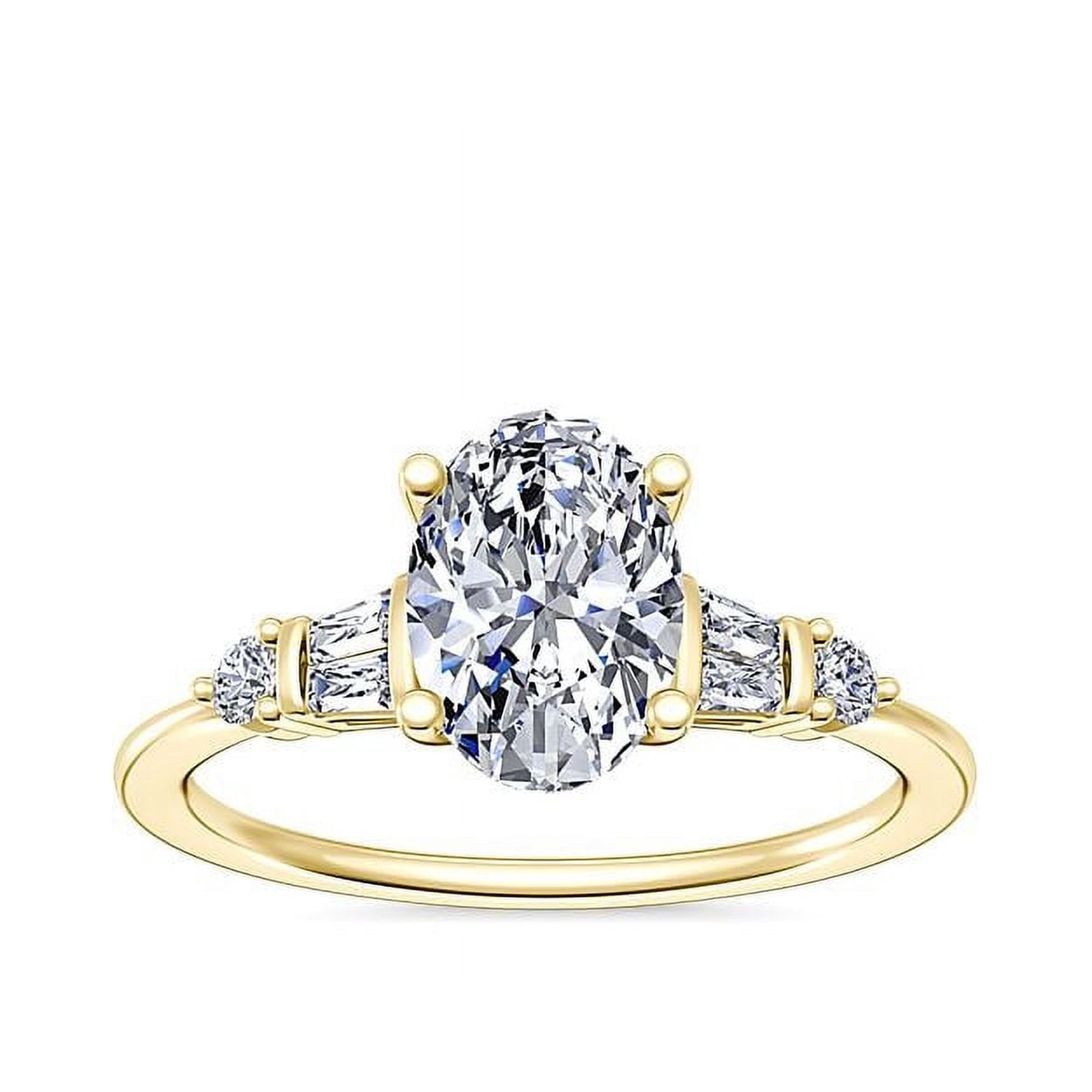 Diamond-Capitals 2.30 Carat IGI Certified Fancy Oval Shape Lab Grown Diamond (E/VVS2) Solitiare Wedding Ring For Women Solid 14K Yellow Gold Size 5.5
