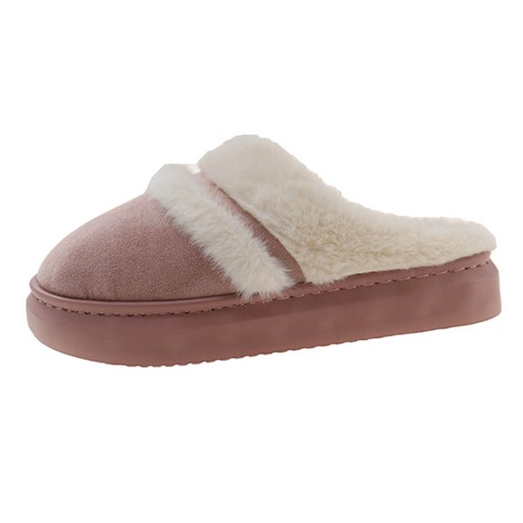 Pisexur Slippers for Women Fashion Cozy Solid Color House Slippers Soft Warm Fuzzy Slippers Casual Non-Slip Thick Home Bedroom Indoor Slippers Shoes