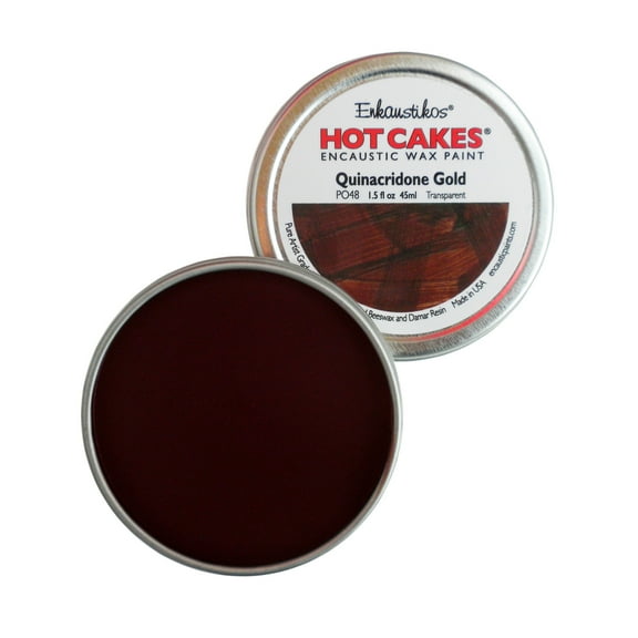 Enkaustikos Hot Cake Encaustic Wax Paint, 1.5 oz. Tin, Quinacridone Gold