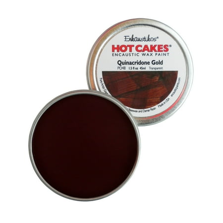 UPC: 0813043018839 | Enkaustikos Hot Cake Encaustic Wax Paint  1.5 oz. Tin  Quinacridone Gold