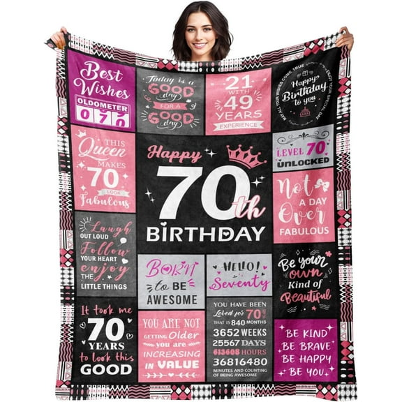 70th Birthday Gifts for Women - 70th Birthday Decorations for Women - 70 Year Old Birthday Gifts - Happy 70th Birthday Gift Ideas for Woman Birthday Decoration Throw Blanket 60"x80"