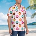 thumbnail image 6 of Uemuo Colorful Donuts Printed Regular Fit Short Sleeve Casual Hawaiian Shirt for Men,Aloha shirt,Tropical shirt,Floral print shirt,Vacation Beach shirt-Medium, 6 of 9