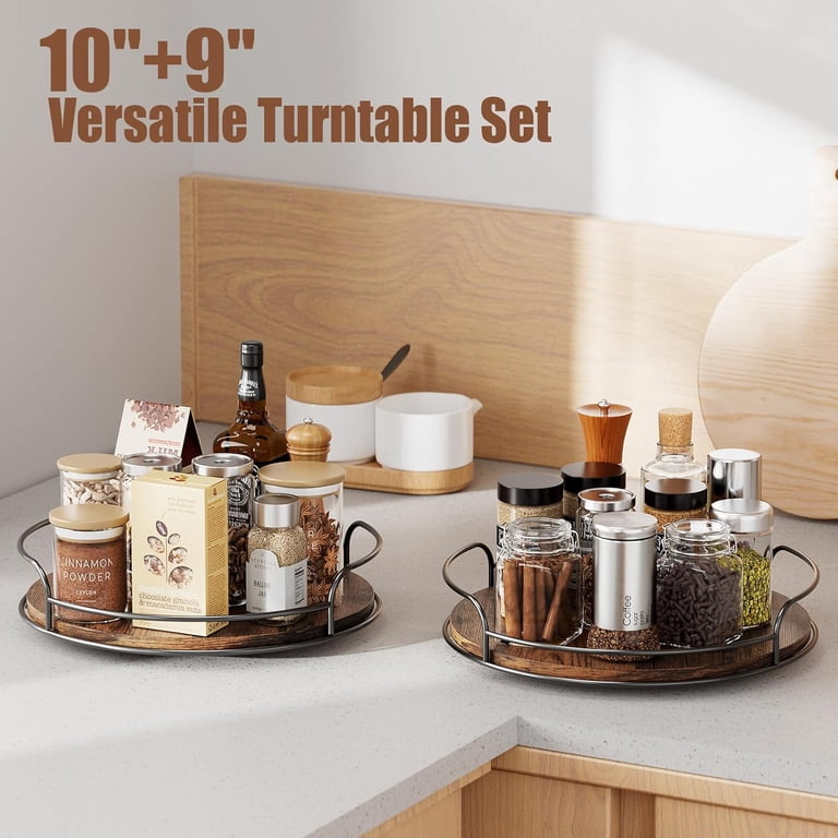LAMU 2-Pack Bamboo Lazy Susan Set 9" & 10" photo 2