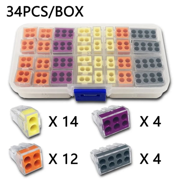 Mini Quick-Connect Terminal Block AWG 18-12 Compact, Push-In Conductor Terminal Block, Connector Junction Box