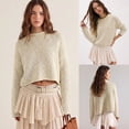 thumbnail image 2 of Oversized Rolled Neck Chunky Sweaters for Women Cotton Blend Fall Knit Pullover Top, 2 of 7