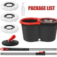 thumbnail image 6 of Mop and Bucket Set, Floor Cleaning Mop and Bucket with Wringer Set, 360°Spinning Mop Bucket, 3 Pcs Microfiber Mop Heads, 61 inches Telescopic Handle, Black Mop, 6 of 7