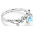 thumbnail image 3 of JeenMata Tree Leaves - 0.50 Carat Round Cut Rainbow Moonstone - Solitaire Engagement Ring - 18K White Gold Plating over Silver, 3 of 7