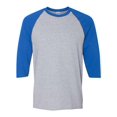 thumbnail image 1 of ¿Algodón grueso Gildan para adultos? 5.3 onzas Camiseta manga raglán 3/4 XL Sport Gry/ Royal Gildan 5700, 1 of 1