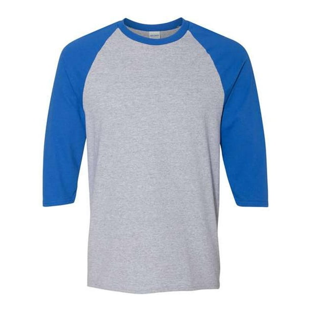 Camiseta manga raglán 3/4 Gildan adulto pesado algodón 5,3 oz 3XL Sport Gry Royal