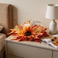 thumbnail image 4 of Aoznliie Fall Candle Ring Wreath, Maple Leaf Pinecone Berry Wreath for Fall Home Decor, 13 inch Thanksgiving Halloween Centerpieces for Table, Orange, 4 of 7