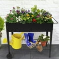 thumbnail image 3 of Large Planter Raised Beds with Legs Outdoor Metal Planter Box on Wheels Elevated Garden Bed for Vegetables Flower Herb Patio (42.5" L x 16.7" W x 31.9" H)BLACK, 3 of 7