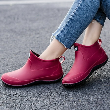 Uinagy Women s Rain Shoes Korean Version Solid Color Fashion Short Tube Women s Water Shoes