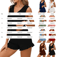 thumbnail image 3 of Womens Pajama Sets Soft Tank Top Shorts Bridal 2 Piece Pajama Set Summer Pajamas for women Set Black L, 3 of 5
