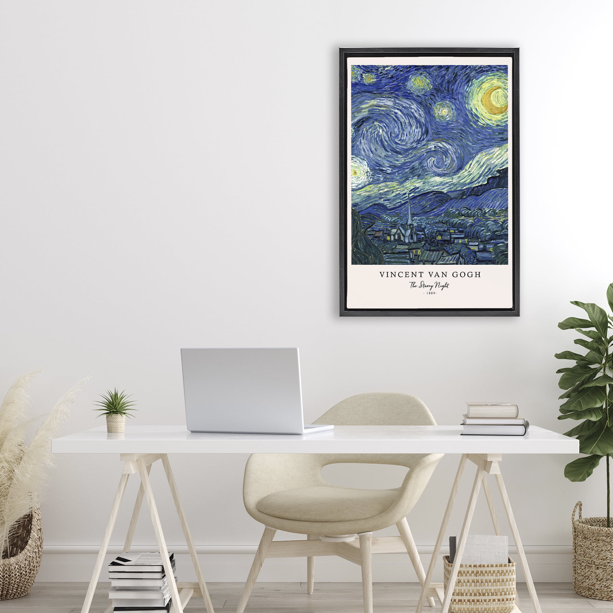 Stupell Industries Classic Starry Night Van Gogh Black Framed Floater Canvas Wall Art, design by Vintage Hustle