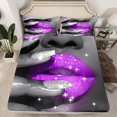 thumbnail image 2 of Erosebridal Glitter Lips Full Sheet Sets,Bling Sparkling Bedding Full Size,Grey Purple Bed Sheets Set Full Size,Ultra Soft Sparkle Room Decoration,4-Piece, 2 of 7