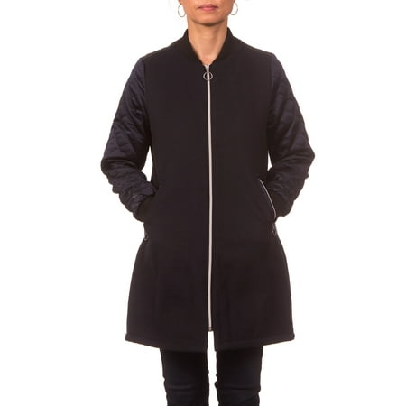 Junior Snowboard Clothing - Pink Platinum Juniors' Elongated Bomber Jacket w/ Quilted Sleeves