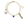 thumbnail image 2 of Delight Jewelry Acrylic 5/16" Purple Heart Goldtone Dream Big Charm Bracelet, 7.5+2" Extender, 2 of 4