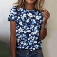 thumbnail image 1 of Liquidation Fatuov T-Shirts d'Été Grande Taille pour Femmes Col Rond T-Shirts Graphiques Manches Courtes Imprimé Floral T-Shirts Confortables Blouses Multicolore, 1 of 5
