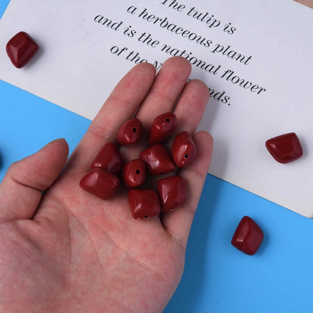 Opaque Acrylic Beads Polygon Dark Red 17.5x15.5x11mm Hole: 2mm about 230pcs/500g