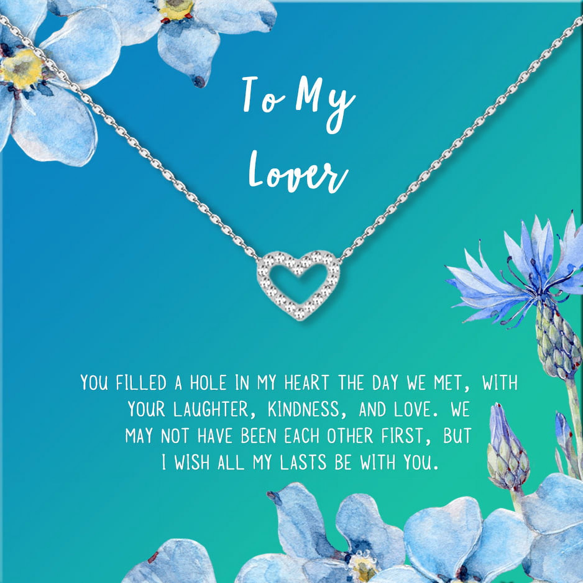 Anavia To My Lover Necklace Gift, Lover Birthday Gift, Mother's Day Gift, Proposal Gift, Card Gift for Girlfriend-[Silver Mini Crystal Heart, Bright Blue Gift Card]