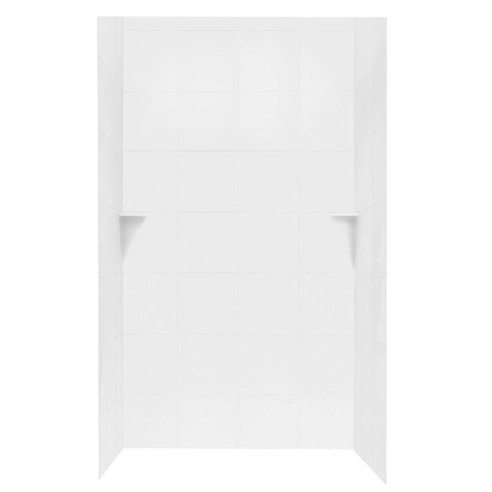 48 in. x 48 in. x 96 in. 3Piece Square Tile Easy Up Adhesive Shower