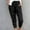 Black, variant on Babysbule Women High Waist Casual Long Pants Women Casual Solid Cotton Linen Drawstring Elastic Waist Calf-Length Pencil Pants