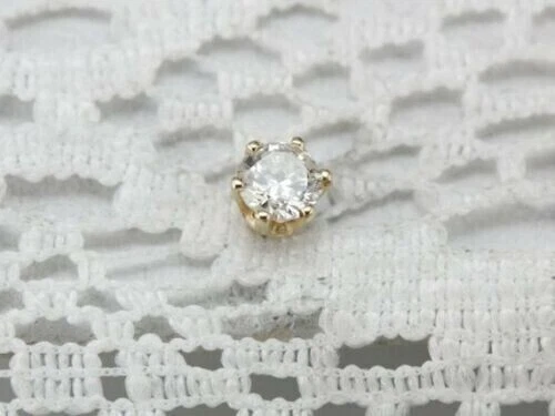 0.50 CT Round Cut Cubic Zirconia 6-Prong Screw Back Women's Single Stud Earrings 14K Yellow Gold Plated 925 Sterling Silver