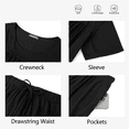 thumbnail image 5 of Weekease Two Piece Pajamas for Women Set Crew Neck Short Sleeve Tops Capris Summer Loungewear with Pockets, 5 of 8
