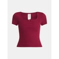 thumbnail image 5 of No Boundaries Square Neck Tee with Satin Bow, Women's, 5 of 5